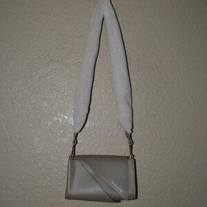 NWOT $895  Giaquinto Taupe Leather Fur Strap Crossbody Shoulder Handbag